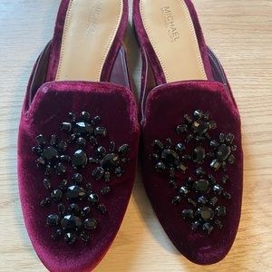 Jeweled Velvet Michael Kors slides